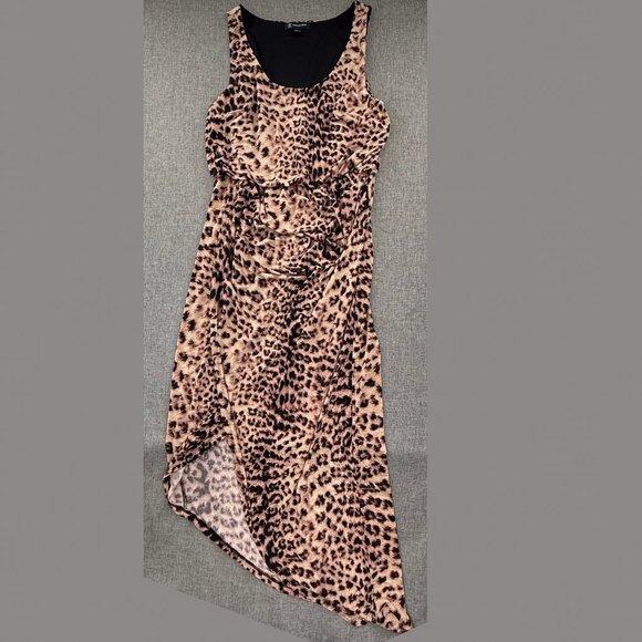 I.N.C international Concepts Faux Wrap Midi Dress Cheetah Sleeveless Scoop Neck - Picture 1 of 13